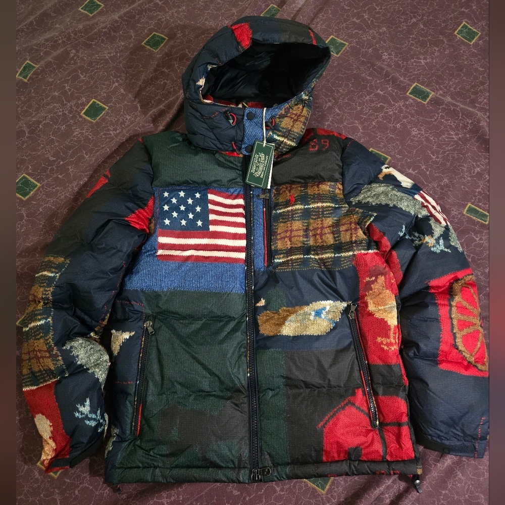 Polo Ralph Lauren Patchwork Down Jacket NWT - Water Repellent Multicolor Size S